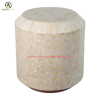 Tabouret moderne en bois avec incrustation d'os, artisanat indien de haute qualité, portabilité artisanale pour chambre à coucher, hôtel, villa, décoration