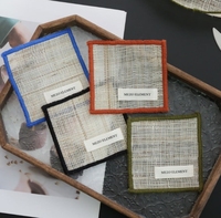 Sous-verres carrés en tissu d'été, sets de table en ramie isolants pour la chaleur, sets de table en tissu à bords surpiqués pour la cérémonie du thé.