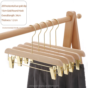 Bambino/Aldult LOGO personalizzato pantaloni Clip <span class=keywords><strong>appendiabiti</strong></span> registro non verniciato <span class=keywords><strong>appendiabiti</strong></span> in legno massello gancio lungo appendini in legno per vestiti - Product Image 6
