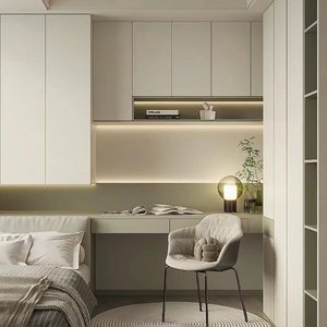 Set Kamar Tidur Minimalis Modern dengan Lemari, Meja, Tempat Tidur Tatami & Kabinet Terintegrasi - Ruang Nyaman untuk Penggunaan di Villa & Gym - Product Image 3