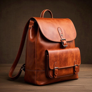 Ransel kulit sapi asli cokelat kustom pria tas Laptop kantor bisnis desain kustom - Product Image 5