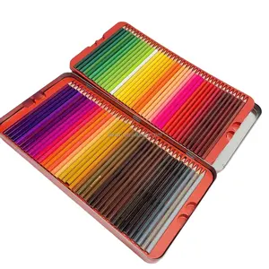 Papeterie scolaire fournitures d'art professionnelles étain en métal forme hexagonale en bois à base d'huile 120 couleurs dessin crayons de couleur