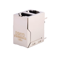 Connecteur Ethernet RJ45 multiprotocole 100BASE-T 2X1 Cat5/5e blindé métallique empilable avec transformateur LAN et LED pour montage sur carte PCB
