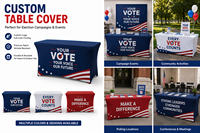 Housse de table personnalisée pour campagne électorale, en spandex extensible, style standard, avec logo imprimé sur mesure