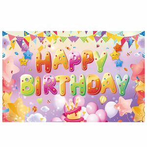 Tùy Chỉnh 185X110Cm Màu Hồng Bóng Sinh Nhật Biểu Ngữ Tấm Thảm Kỹ Thuật Số In Hạnh Phúc Sinh Nhật Backdrop Cho Đảng Cung Cấp - Product Image 1