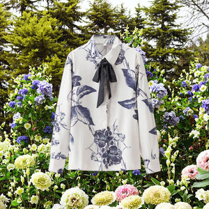 Blusas de Chifón PB&ZA para Mujer, Primavera 2025, Estilo Vintage Chic, con Lazo y Solapa, Manga Larga, Nueva Moda - Product Image 2