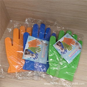 ถุงมือซิลิโคนสำหรับสัตว์เลี้ยงแบบข้ามพรมแดน สีฟ้า สำหรับกำจัดขน นวด อาบน้ำ และทำความสะอาดแมวและสุนัข - Product Image 3