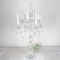 Dexi Porte-bougie à 9 bras en verre cristal, style artisanal, à longue tige, tailles personnalisées, pour décorations de table de mariage et centres de table