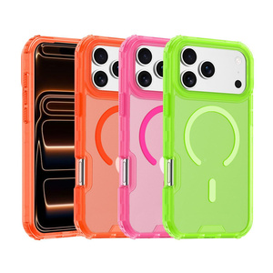 Coque de téléphone magnétique antichoc Neon Armor pour iPhone 17 16 15 Pro Max, finition mate 3-en-1, protection robuste en PC et TPU, anti-chute et givrée - Product Image 1