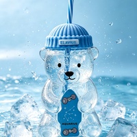 Bouteille d'eau en verre borosilicate de 20 oz avec paille, motif ours du zodiaque, sans BPA, mignonne tasse à café glacé en forme d'ours