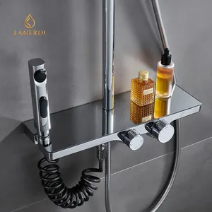 Lanerdi Bathroom Faucets Manufacturer Exposed Thermostatic Shower 3 Function Shower Faucet in Chrome