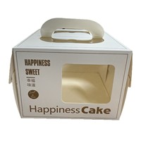 Boîte élégante pour gâteau de mariage ou d'anniversaire avec grande fenêtre, poignée portable, en carton blanc, emballage alimentaire sûr, impression personnalisée OEM