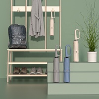 Parapluie automatique pliable moderne anti-UV et coupe-vent avec logo personnalisé du fabricant, armature en fibre de verre, trois plis et pochette