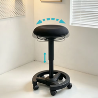 Tabouret d'équilibre pneumatique à roulettes réglable en hauteur, tabouret de position assise active avec roulettes silencieuses pour le bureau