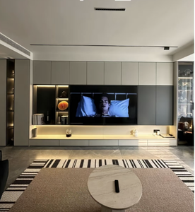 Modern Luxury Solid Wood TV <b>Stand</b> Simple Design Wall-Mounted Unit for Home Dining Bedroom Hotel with Full Wall Storage - Product Image 1