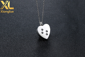 Pendentif Cœur Personnalisé avec Logo pour Cendres Funéraires, Urne Commémorative pour Animaux de Compagnie (Chien, Chat) avec Empreinte de Patte, Collier en Acier Inoxydable - Product Image 5