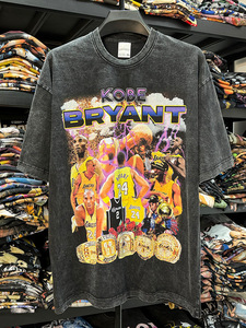 T-shirt vintage imprimé avec l'histoire des <span class=keywords><strong>Lakers</strong></span>, l'équipe de basket-ball américaine, vintage, lavé, ample, lourd, col rond, manches courtes - Product Image 1