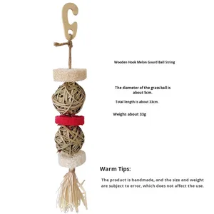 Giocattoli da masticare ecologici in stile classico per animali domestici realizzati con palline di luffa corde di buccia di mais per conigli criceti porcellini d'India pappagalli - Product Image 6