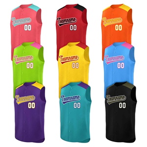 Maillot de baseball personnalisé authentique sans manches respirant imprimé par transfert thermique avec logo, nom et numéro en gros Hip Hop - Product Image 1