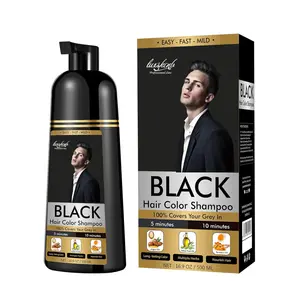 Pabrik ajaib penjualan langsung dalam stok 500ml penggunaan rumah penutup rambut abu-abu minyak Argan Sampo warna rambut hitam cepat alami dengan sarung tangan