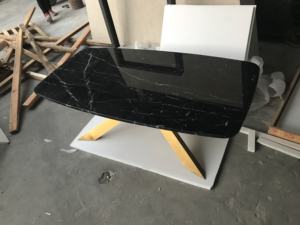 Nuovo design <span class=keywords><strong>nero</strong></span> piano in <span class=keywords><strong>marmo</strong></span> con base in metallo oro <span class=keywords><strong>tavolo</strong></span> da pranzo - Product Image 5