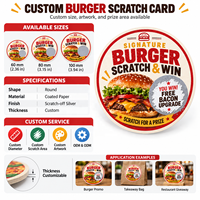 Carte à gratter personnalisée pour restaurant professionnel – Campagne promotionnelle, jeu à prix, bon de réduction, ticket pour événements promotionnels