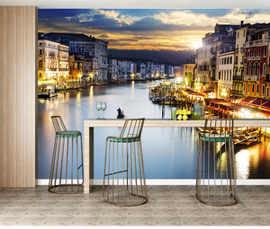Paysage urbain européen Murale auto-adhésive pour la décoration intérieure Canal de Venise <span class=keywords><strong>Papier</strong></span> <span class=keywords><strong>peint</strong></span> coucher de soleil facile à appliquer - Product Image 2