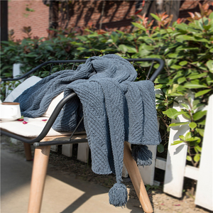 100% Polyester <strong>Cable</strong> <strong>Knitted</strong> Pompom Blanket Soft Warm Classic Style <strong>Throw</strong> for Couch X8C3 - Product Image 4