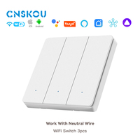 CNSKOU 80/86 Interrupteur mural intelligent Zigbee 2 ou 3 gangs 240V, compatible sans fil neutre, mode relais détachable, fonctionne avec Home Assistant