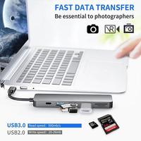 Base de Conexión 7 en 1 Tipo-C para HD 4K, USB 3.0, OTG, Carga Rápida PD, Ranura para Tarjetas TF y SD, para Teléfono Móvil, Tableta, Portátil, Macbook, HUB USB C