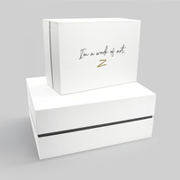 Emballage en carton rigide de luxe avec logo personnalisé, de haute qualité, couvercle amovible blanc, boîtes cadeaux en papier avec col