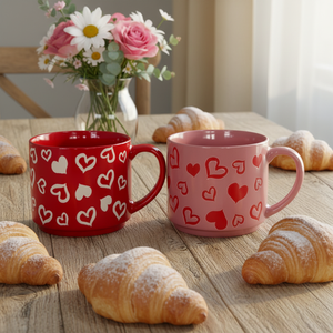<b>Valentines</b> Design Ceramic Coffee Mugs Big Capacity Silk Screen Printed Porcelain Couple Business Gifts Reusable Food Safe - Product Image 1