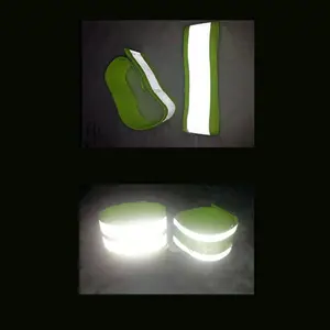 Custom Logo Hi Vis Glow In Dark Reflecterende Fluorescerende Elastische Bandjes Armband Arm Wrist Band Armband Voor Night Sport Veiligheid