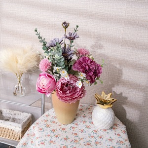 Bouquet de fleurs artificielles Lotus sous la lumière de la lune, en tissu tissé plastique, décoration intérieure, accessoires de mariage CF02018 - Product Image 1