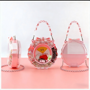 Caja de Almacenamiento Redonda Rosa para Abalorios, Organizador Portátil de Accesorios para Mascotas para Hacer Joyas DIY, Estuche Artesanal Adorable para Perros y Gatos - Product Image 3