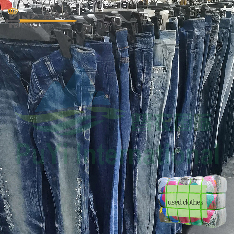 Calças jeans baratas de alta qualidade, lote de estoque de roupas usadas para mulheres, calças jeans de marca usadas