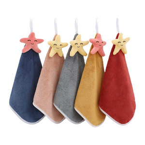 Cartoon Star Hand <b>Towel</b> 30x30cm Coral Fleece Quick Dry Kids <b>Bath</b> <b>Towel</b> For Kitchen Bathroom - Product Image 4