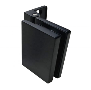 Latão Bi-Fold 180 graus Parede para vidro Dobradiça Wall Mount Bi Fold na dobradiça Swing MATTE PRETO com tampa de parafuso Tampa escondida - Product Image 1