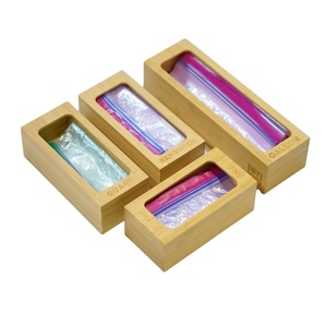 Bamboo Organizers Ziplock Bag Storage Organizer Holders Food Storage Box for Kitchen Drawer