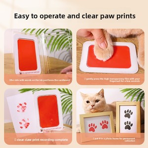 Cadre photo monochrome commémoratif pour empreintes de pattes d'animaux (chats et chiens) avec impression d'encre gratuite – Cadeau idéal - Product Image 3