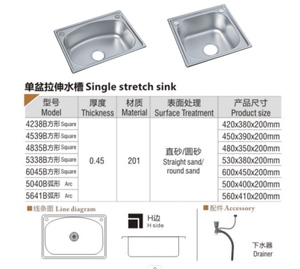 Fregadero de Cocina de Acero Inoxidable <span class=keywords><strong>HG93</strong></span>, de Montaje Inferior, de una Sola Tina, sin Grifo, Superficie Cepillada, Diseño Moderno - Product Image 3
