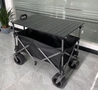 Chariot personnalisable OEM, table extensible, hauteur réglable, pliable, pare-soleil, métal, quatre roues, capacité de charge de 198,4 kg, utilisation en extérieur