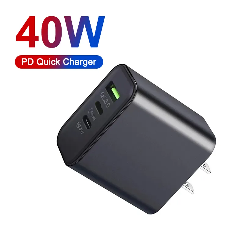 卸売新しい米国/EU PD40W USB C充電器3ポート充電ステーションPD急速充電マルチポート40W急速充電器