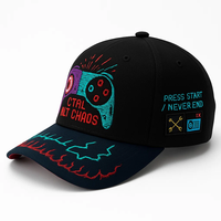 Casquette de baseball en coton 5 panneaux de haute qualité avec visière incurvée bicolore, logo personnalisé, design structuré sportif, impression en relief