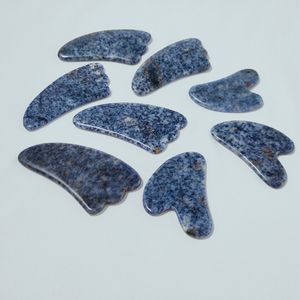 Bricolage Blue Spot Jade <span class=keywords><strong>Gua</strong></span> <span class=keywords><strong>Sha</strong></span> grattage outil de Massage pierre Guasha planches v forme visage masseur bien-être cristal - Product Image 1
