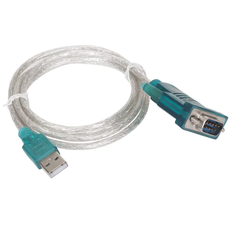 Kabel adaptor USB ke DB9 transparan 1.2m dengan Chip IC USB2.0 insinyur pemindai komputer kabel seri RS232