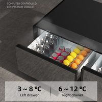 Table basse intelligente de luxe moderne avec tiroir, réfrigérateur central intégré, chargeur USB et charge sans fil pour salon