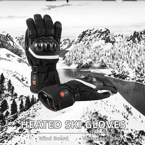 Gants en cuir chauffants, coupe-vent et imperméables, personnalisables et rechargeables pour hommes, pour sports d'hiver, ski, snowboard, avec étui ajustable - Product Image 3