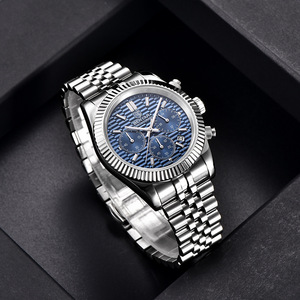 Benyar Men's Chronograph Quartz Watch Stainless Steel Band Blue Dial 100m Waterproof Calendar Feature S001 - Product Image 2