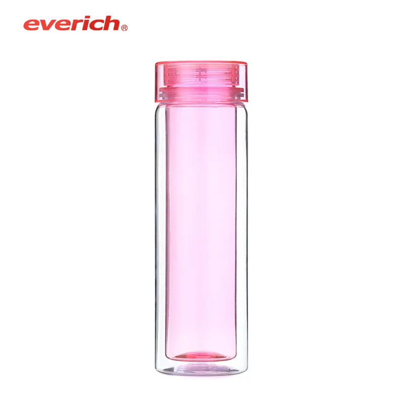 Everich Hot Verkopen Custom Bpa Gratis Eco-Vriendelijke 500Ml Dubbellaags Plastic Waterfles Voor Reizen Of Kamperen